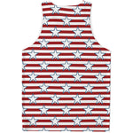 Red Striped USA Star Pattern Print Men's Tank Top