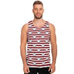 Red Striped USA Star Pattern Print Men's Tank Top