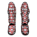 Red Striped USA Star Pattern Print Muay Thai Shin Guards