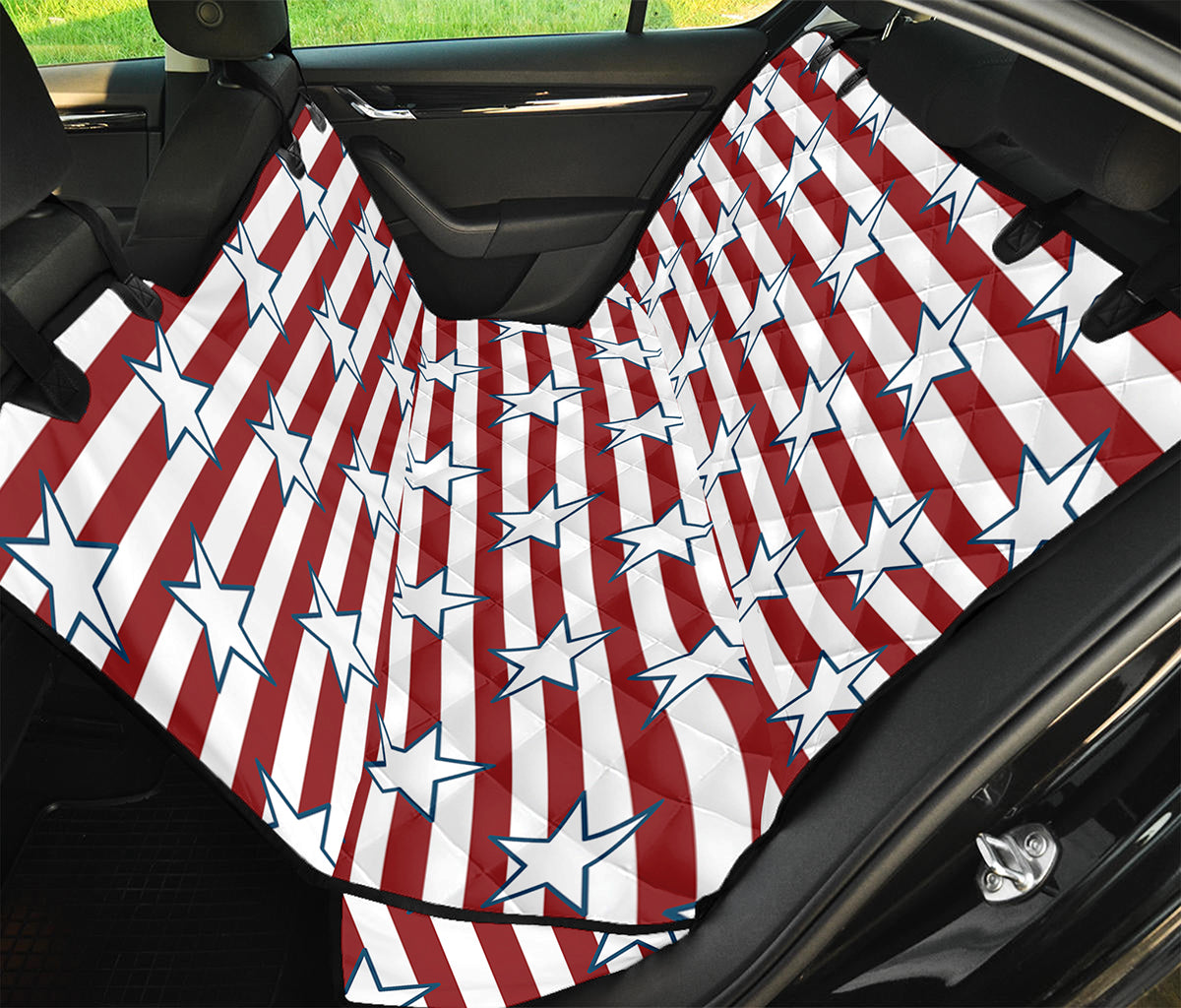 Red Striped USA Star Pattern Print Pet Car Back Seat Cover