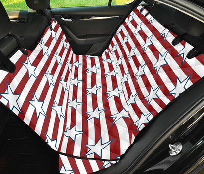 Red Striped USA Star Pattern Print Pet Car Back Seat Cover