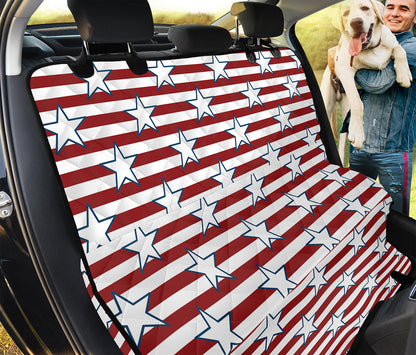 Red Striped USA Star Pattern Print Pet Car Back Seat Cover