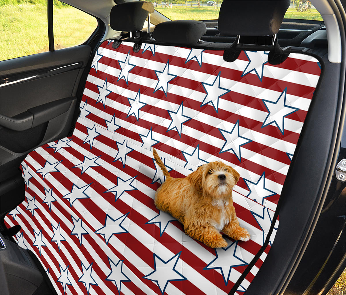 Red Striped USA Star Pattern Print Pet Car Back Seat Cover
