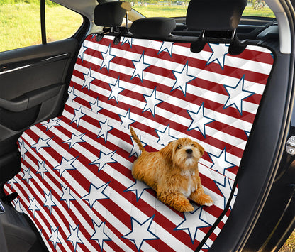 Red Striped USA Star Pattern Print Pet Car Back Seat Cover