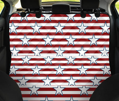 Red Striped USA Star Pattern Print Pet Car Back Seat Cover