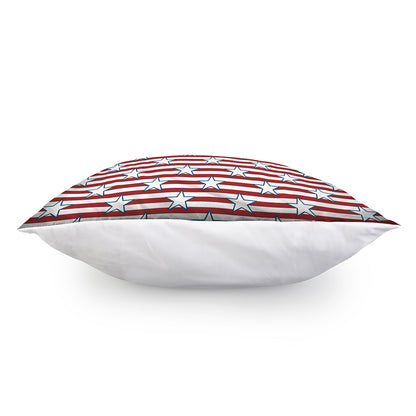 Red Striped USA Star Pattern Print Pillow Cover
