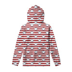 Red Striped USA Star Pattern Print Pullover Hoodie