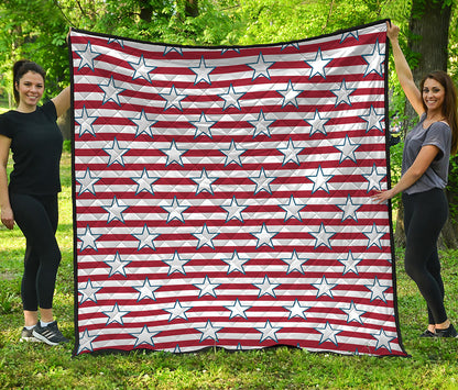 Red Striped USA Star Pattern Print Quilt