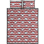 Red Striped USA Star Pattern Print Quilt Bed Set