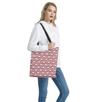 Red Striped USA Star Pattern Print Tote Bag