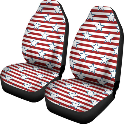 Red Striped USA Star Pattern Print Universal Fit Car Seat Covers