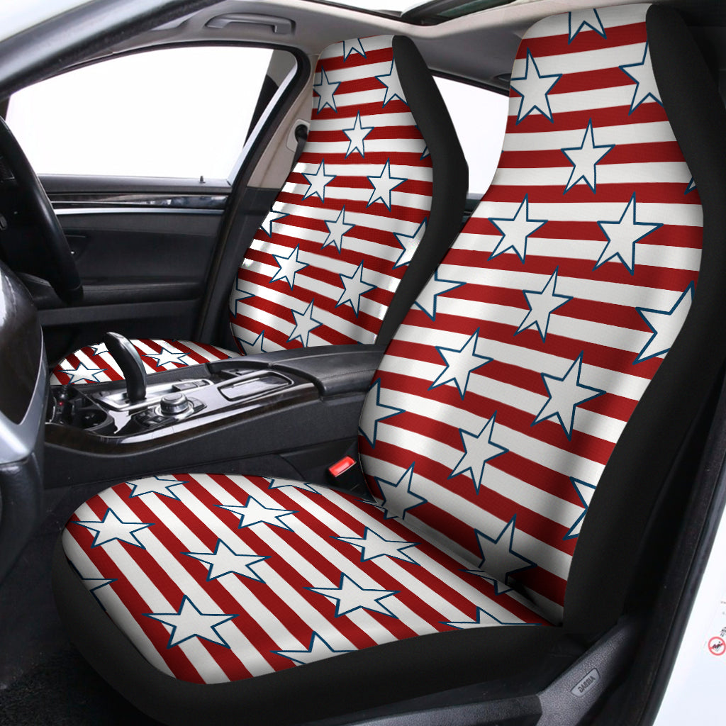 Red Striped USA Star Pattern Print Universal Fit Car Seat Covers