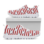 Red Striped USA Star Pattern Print White Sneakers