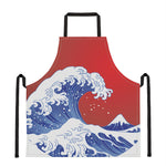 Red Sun Japanese Wave Print Apron