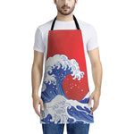 Red Sun Japanese Wave Print Apron