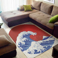Red Sun Japanese Wave Print Floor Mat