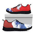 Red Sun Japanese Wave Print Black Running Shoes
