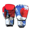 Red Sun Japanese Wave Print Boxing Gloves