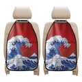 Red Sun Japanese Wave Print Car Seat Organizers