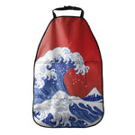 Red Sun Japanese Wave Print Car Seat Organizers