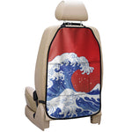 Red Sun Japanese Wave Print Car Seat Organizers