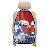 Red Sun Japanese Wave Print Car Seat Organizers