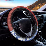 Red Sun Japanese Wave Print Car Steering Wheel Cover