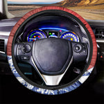 Red Sun Japanese Wave Print Car Steering Wheel Cover