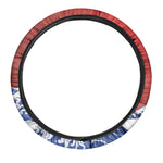 Red Sun Japanese Wave Print Car Steering Wheel Cover