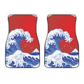Red Sun Japanese Wave Print Front Car Floor Mats