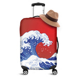 Red Sun Japanese Wave Print Luggage Cover