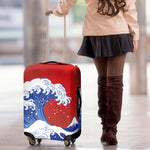 Red Sun Japanese Wave Print Luggage Cover