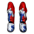 Red Sun Japanese Wave Print Muay Thai Shin Guards