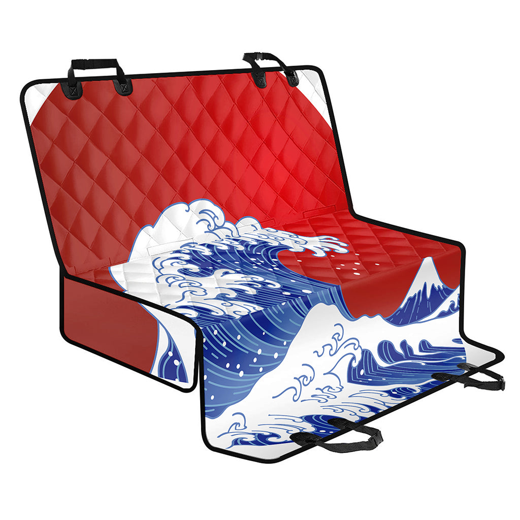 Red Sun Japanese Wave Print Pet Car Back Seat Cover