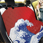 Red Sun Japanese Wave Print Pet Car Back Seat Cover