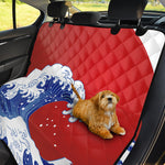 Red Sun Japanese Wave Print Pet Car Back Seat Cover