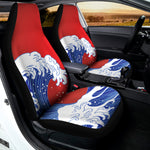 Red Sun Japanese Wave Print Universal Fit Car Seat Covers