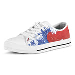 Red Sun Japanese Wave Print White Low Top Shoes