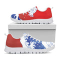 Red Sun Japanese Wave Print White Running Shoes