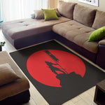 Red Sun Samurai Print Area Rug