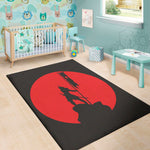 Red Sun Samurai Print Area Rug