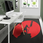 Red Sun Samurai Print Area Rug