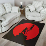 Red Sun Samurai Print Area Rug