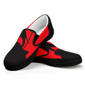 Red Sun Samurai Print Black Slip On Sneakers