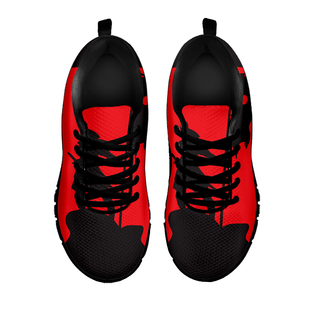 Red Sun Samurai Print Black Sneakers