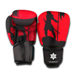 Red Sun Samurai Print Boxing Gloves