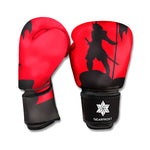 Red Sun Samurai Print Boxing Gloves