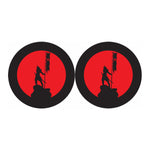 Red Sun Samurai Print Car Coasters