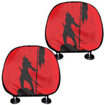 Red Sun Samurai Print Car Headrest Covers