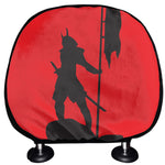 Red Sun Samurai Print Car Headrest Covers